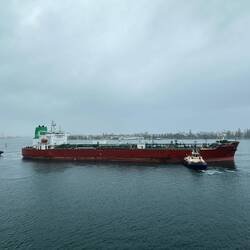 Pulling the bulk carrier into position