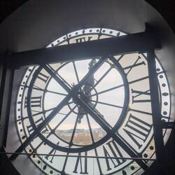 The outer clock, taken from inside. The museum is in an old train station.
