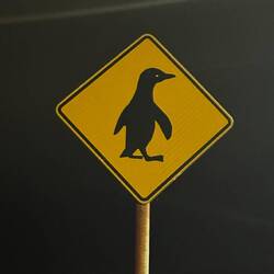 Warnschild: Zwergpinguin
