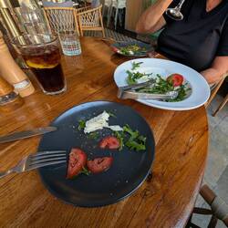 Caprese salad, mostly eaten