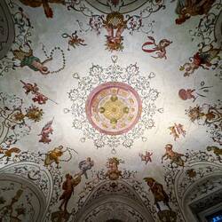 Ceiling detail in one of the rooms on the lobby level ... Upper Belvedere — Vienna, Austria.