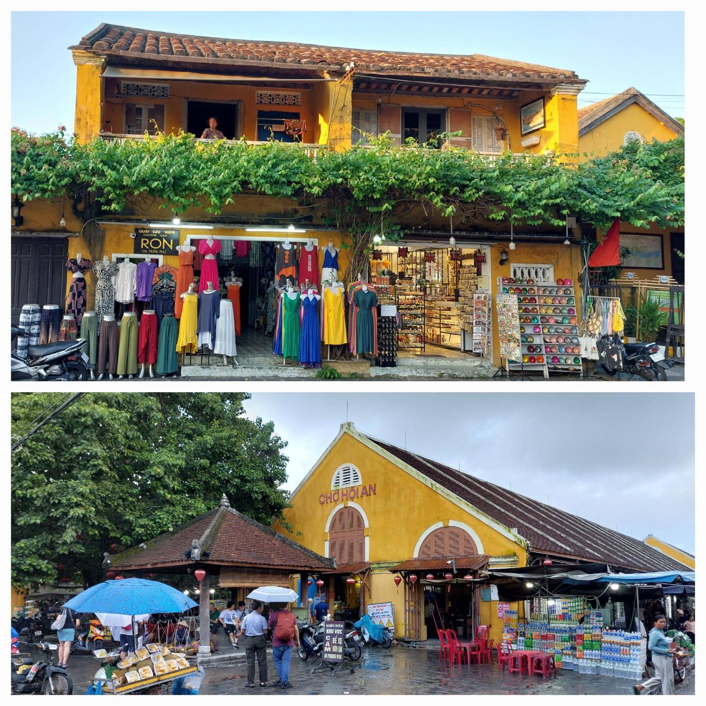 Characteristic dark-yellow house in Hoi An's Old Quarter / Market area