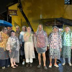 A wet group of people