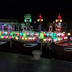 Boats on the Thu Bon River front