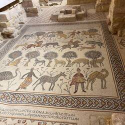 Mosaic flooring of the story of the land