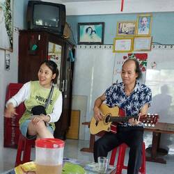 Our cycle tour guide, Hanna, and our rice wine host, Mr Dau