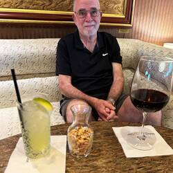 Afternoon drinks in happy hour on the ship - a margarita and a Malbec