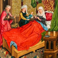 "Birth of the Virgin Mary" by Meister der Divisio Apostolorum ... Prunkstall @ Belvedere Palace.