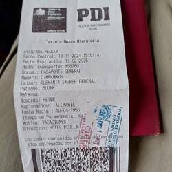 Wichtiges Dokument, das mich in Chile begleitet hat
