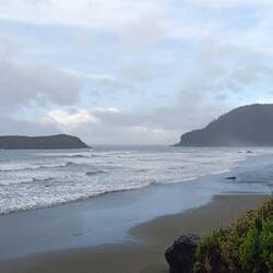 Coastal view to show it's not always raining. We stayed in a motel through big wind and rain 🌧️