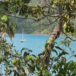 Lookout location with our boat in the background