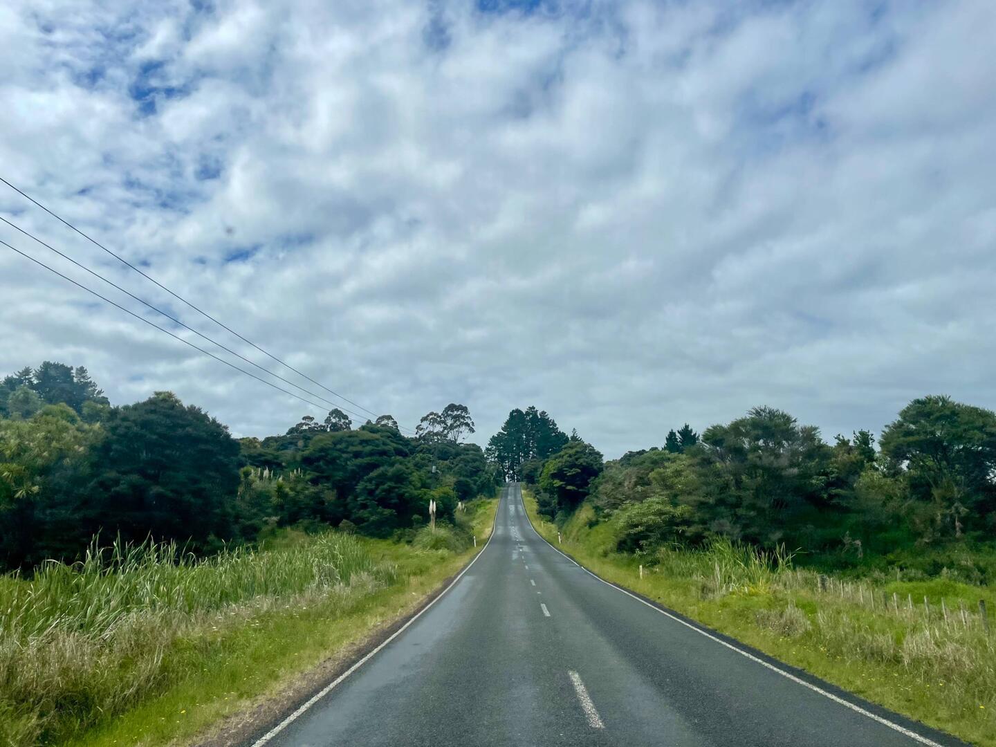 This is a typical NZ highway! One lane for each side and narrow.