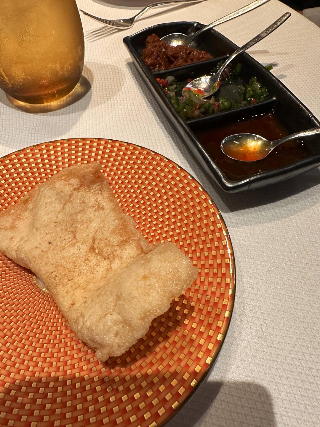 "Poop" bread with mixed dipping sauces.