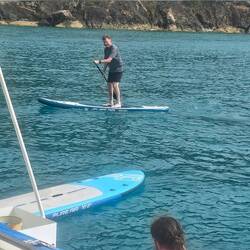 Inflatable SUPs --- not quite as stable as the solid-board models.