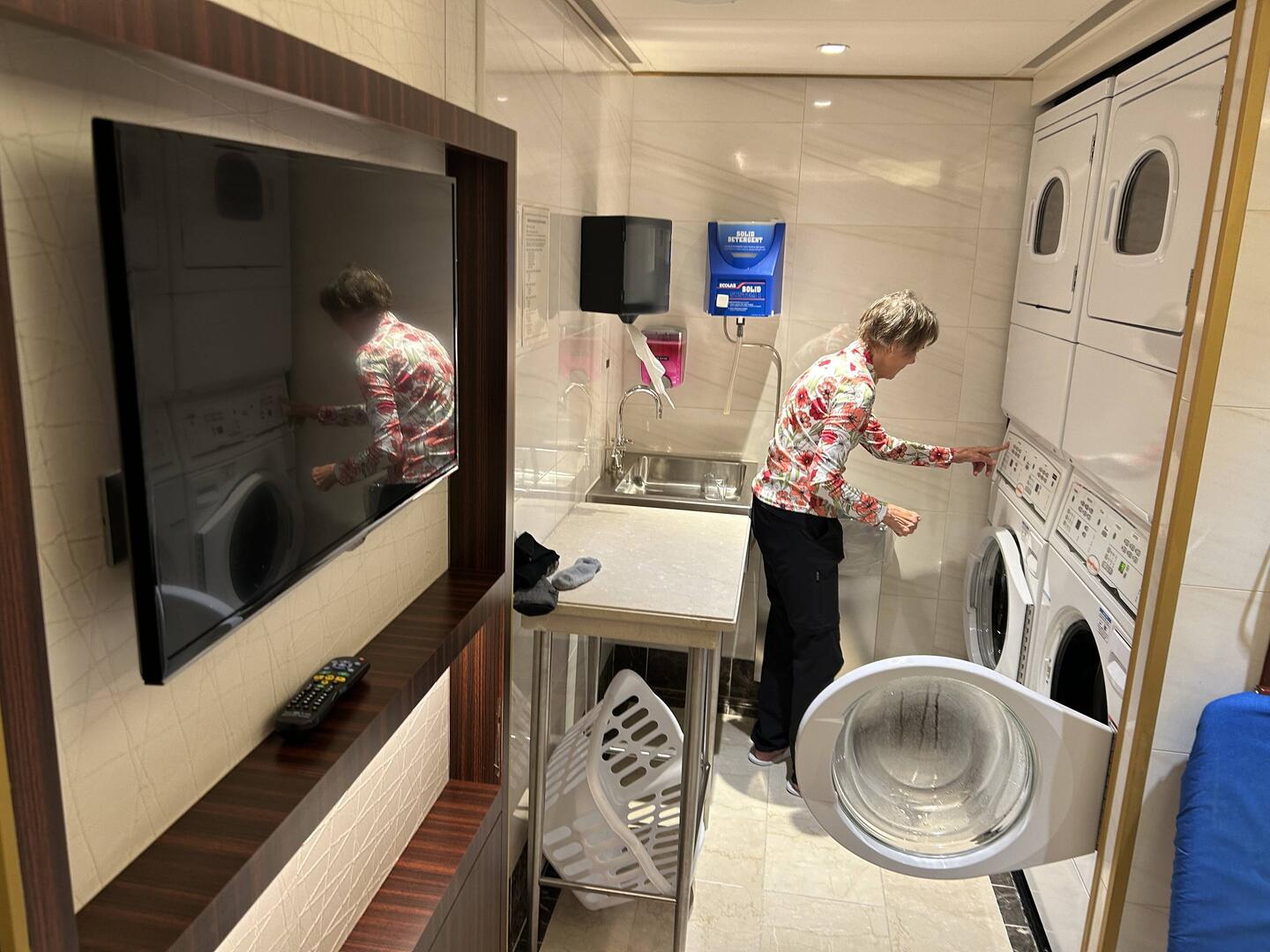Full laundry facilities on ship. Getting ready to leave.