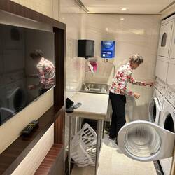 Full laundry facilities on ship. Getting ready to leave.