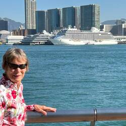 Looking back towards Kowloon with our ship at the pier.