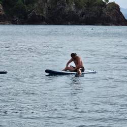 Simon (left) relaxes while Mike works out how to stand up.