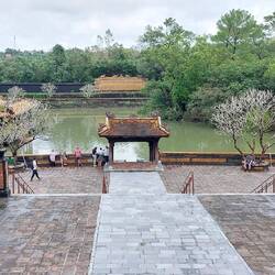 View down to the pond from Stele House