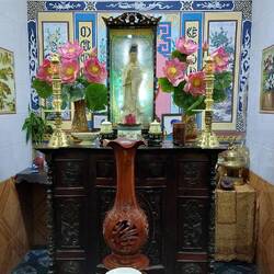 Dinner; Quang's grandparent's shrine