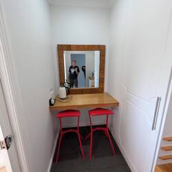 Audrey, peeking around the corner