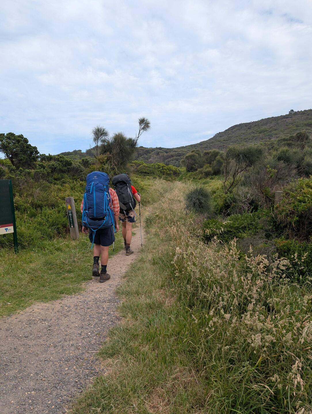 Couple people backpacking on the great Ocean Walk