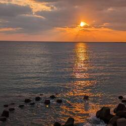 Setting sun as I walked to my hotel