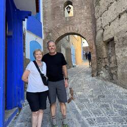 Shelley and Andrew exploring Chefchaouen