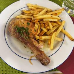 Baked herb chicken and fries for CJ