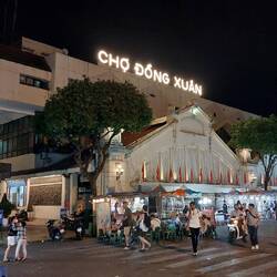 The covered day market, Cho Dong Xuan, marks the end of the night market route