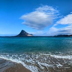 Strand an unserem Stellplatz in Portu Taverna