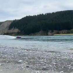 Powerboot auf dem Rakaia River