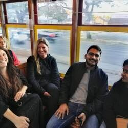 On the trolley about to go exploring with Inga, Deepak, Boo Boo (and Mumpi and Binh)