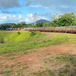 The rail line flattens out