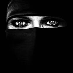 "Barbara's Eyes" by Robert Longo ... one would swear this charcoal drawing is actually a photograph.