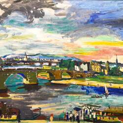 "Dresden: Augustus Bridge with Steamer" by Oskar Kokoschka ... The Albertina — Vienna, Austria.
