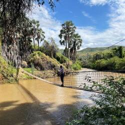 Tanja auf der Hängebrücke. Weiter ist sie nicht gegangen.