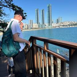 On the way back to the bus with great view of the city.