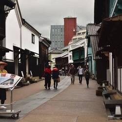 Strolling along the main street of the Dejima village.