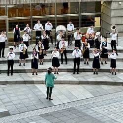 Reinforced by lively musical band.