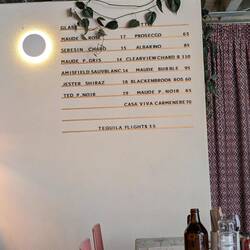 The wine list on the wall