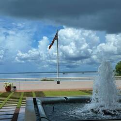 Fountain overlooking the harbour