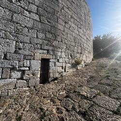 Around the outside. Yes a small door