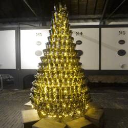 Christmas tree made from port bottles