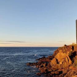 Pigeon Point lighthouse, wearing scaffolding in the morning sun 😊