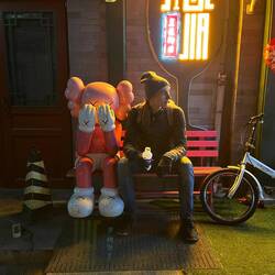 Drinking hot milk with my new friend