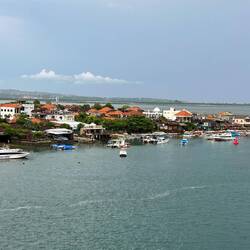 Note the long bridge to the post and airport which spans the bay