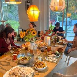 Nikki, Sasha, Miles and Olivia, getting started on the big meal