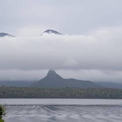 Cool effect. Island peak, below the cloud with the mountain above
