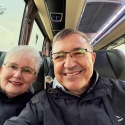 On the first of two NatExp buses that will be taking us from STN to Southampton.